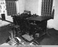 Printing press for the Saint Francisville Democrat newspaper in Saint Francisville Louisiana circa 1976