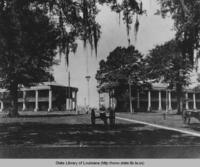 Two pentagon barrack buildings on the old campus of Louisiana State University in Baton Rouge Louisiana