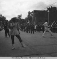 Marching band at the Yambilee Festival in Opelousas Louisiana around 1960