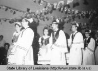 Dancers in Hungarian folk costumes perform at the Hungarian Festival in Albany Louisiana in 1972