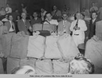 State Senator Dudley J. LeBlanc speaks in the Louisiana State Capitol in 1949