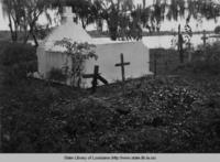 Tomb at Lafitte cemetery in Lafitte Louisiana in the 1940s