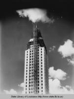 Construction work on the tower of the Louisiana State Capitol building