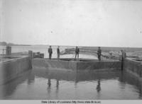 Mermenteau navigation locks in Mermenteau Louisiana circa 1900s