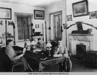 Interior view of a dormitory room with male students at the old Louisiana State University campus in Baton Rouge Louisiana in 1904