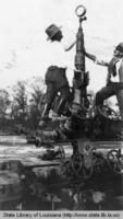Oil well and workers in the Richland Gas Field in Richland Parish Louisiana in 1928