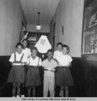 Schoolchildren at Saint Luke Catholic School in Thibodaux Louisiana in 1959