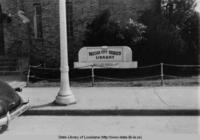 Sign in front of the Bossier City Branch Library in Bossier Louisiana in the 1940s