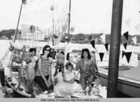 Boat in the boat parade at the Shrimp Festival at Morgan City Louisiana in the 1960s