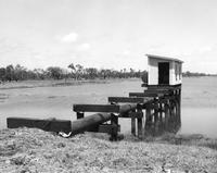 View of pumping plant intake End at Rockefeller Preserve after Hurricane Audrey
