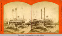 Stereoscopic photos of the Steamer Ed Richardson unloading cotton in New Orleans Louisiana in the 1880s