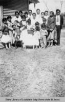 Native Americans at birthday party in White Sulphur Springs Louisiana in the 1930s