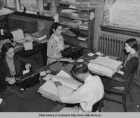 Office workers doing re-indexing work in Jonesboro Louisiana in the 1940s