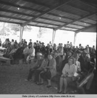Crowd listening to a band at the Beauregard Parish fair in Beauregard Parish Louisiana in 1968