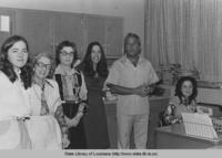 Section for the Blind and Physically Handicapped employees with Governor Edwin W. Edwards at the State Library in Baton Rouge Louisiana in 1977-1978