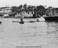 Pirogue race on Bayou Barataria Louisiana in 1968