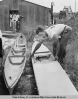 Pirogue being constructed in Louisiana