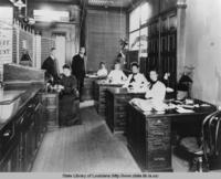 Telephone company business office interior circa 1900