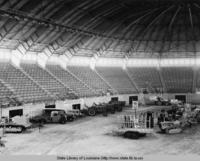 Farm and tractor show in the arena at Louisiana State University in Baton Rouge Louisiana in the 1950s