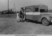 Louisiana Library Commission bookmobile stops at an oil field in Bossier Parish Louisiana in 1941