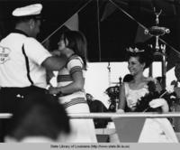 Festival queen and one of her maids at the Pirogue Race Festival in Lafitte Louisiana in the 1970s