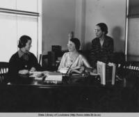 Sallie Farrell with State Librarian Essae Culver and Debora Abramson in Baton Rouge Louisiana in the 1940s