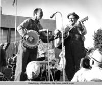 Cajun musician Leroy "Happy Fats" LeBlanc playing guitar possibly near Rayne Louisiana circa 1960s