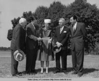 Governor and Mrs. Jimmie Davis and others at groundbreaking ceremonies for the new governors mansion in Baton Rouge Louisiana around 1963