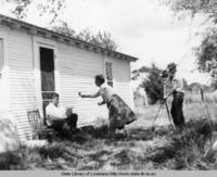Filming the documentary "Libraries for Louisiana" in Cameron Louisiana in 1960