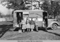 Bossier Parish library bookmobile at a stop in Oil Field Louisiana in 1941
