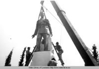 Construction of the Governor Huey P. Long statue in Baton Rouge Louisiana in 1940