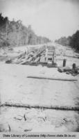 Farm-to-market road bridge under construction by WPA in Beauregard Parish in 1939
