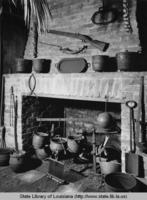 Colonial fireplace exhibit in the Cabildo of New Orleans in the 1940s