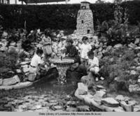 Garden and fountain in Natchitoches Louisiana in the 1930s