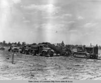 Construction of Harding Field at Plank Road and Airline Highway in Baton Rouge, Louisiana in the 1940s.
