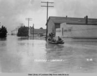 Flooded street from flood of 1927 in Melville Louisiana