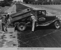 Bosworth Street being paved by WPA workers in Winnsboro Louisiana in 1936