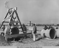 Construction workers laying drainage culverts at the Shreveport Airport in Shreveport Louisiana in the 1930s