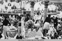 Zulu King debarks on the morning of Mardi Gras in his tug boat at the head of the New Basin Canal in New Orleans in 1936