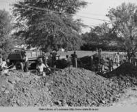 Construction of a drainage system probably in Baton Rouge Louisiana in the 1930s