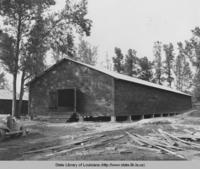 Agricultural exhibit building under construction in Many Louisiana in 1938