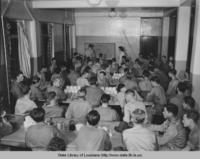 Night school conducted by WPA education division for enlisted men during World War II at Barksdale Air Force Base in Bossier Parish in 1940