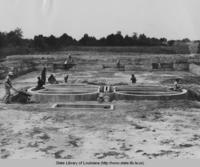 General view of the Imhauff tanks and filter beds being constructed for the Marksville Louisiana sewage disposal system