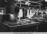 Front Counter of Battistella Seafoods at the French Market in New Orleans Louisiana in the 1930s