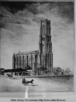 Etching of Saint Patrick's Church in New Orleans Louisiana