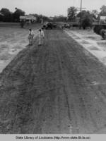 Bosworth Street being paved by WPA workers in Winnsboro Louisiana in 1936