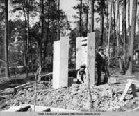 WPA workmen constructing privies for refugees of the 1937 flood near White Hall, Louisiana.