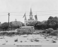 Teche Greyhound bus in front of Jackson Square New Orleans Louisiana