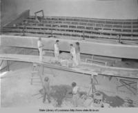 Construction of auditorium/gymnasium in Caldwell Parish Louisiana in July 1936.