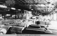 Interior view of transit shed holding products to be shipped all over the world in New Orleans in the 1930s